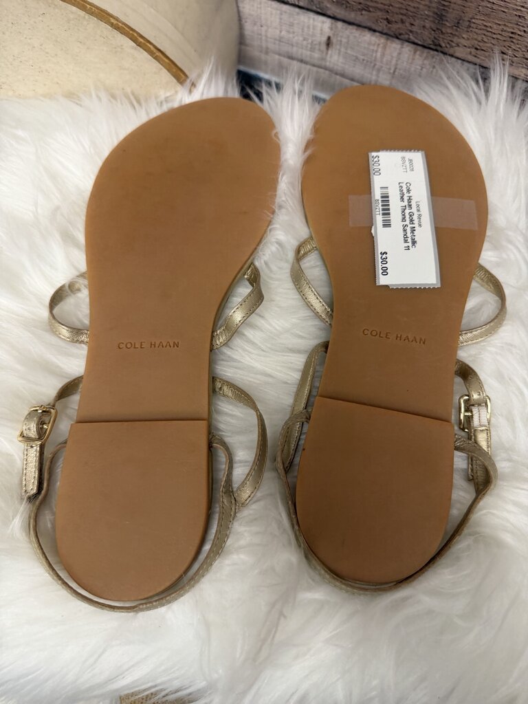 Cole Haan Gold Metallic Leather Thong Sandal