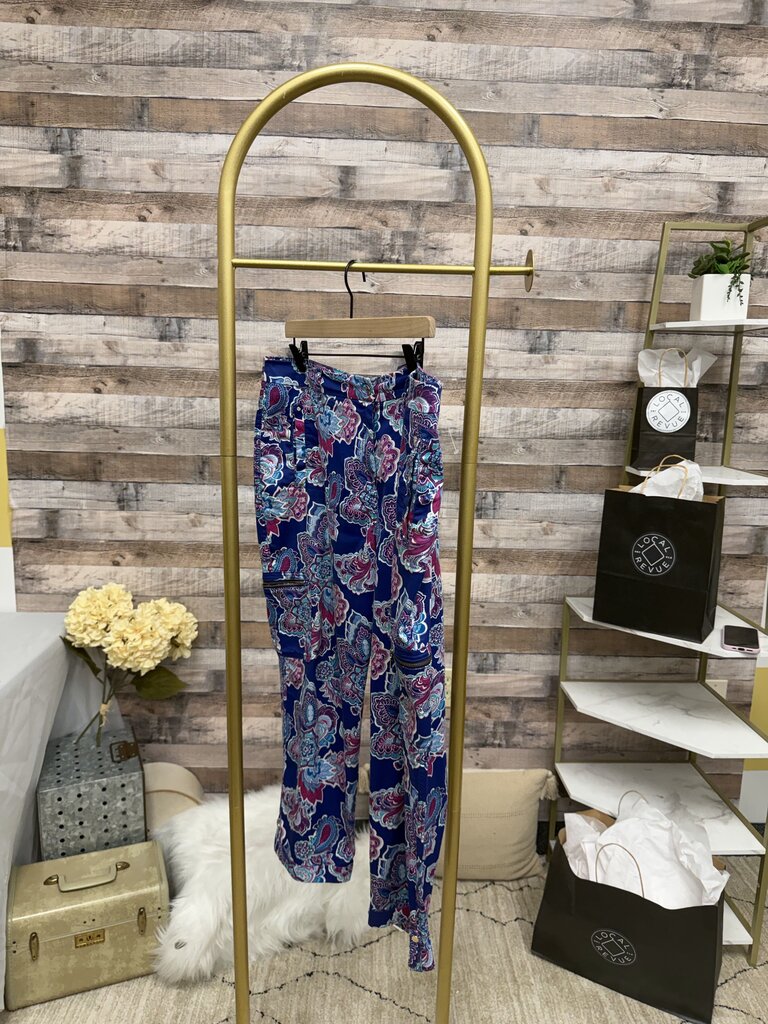 Chico's Royal Blue & Purple Paisley Print Crop