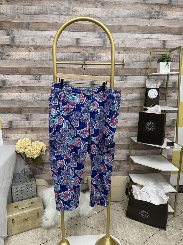 Chico's Royal Blue & Purple Paisley Print Crop