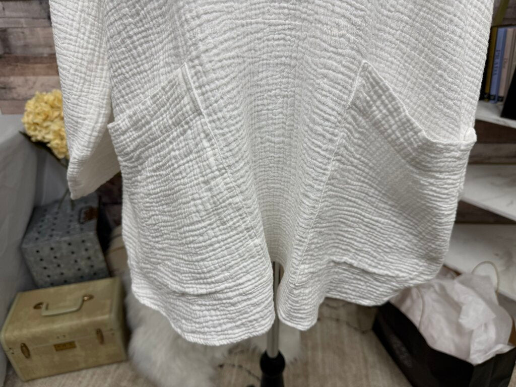 Focus Casual Life White Waffle Textured Tunic