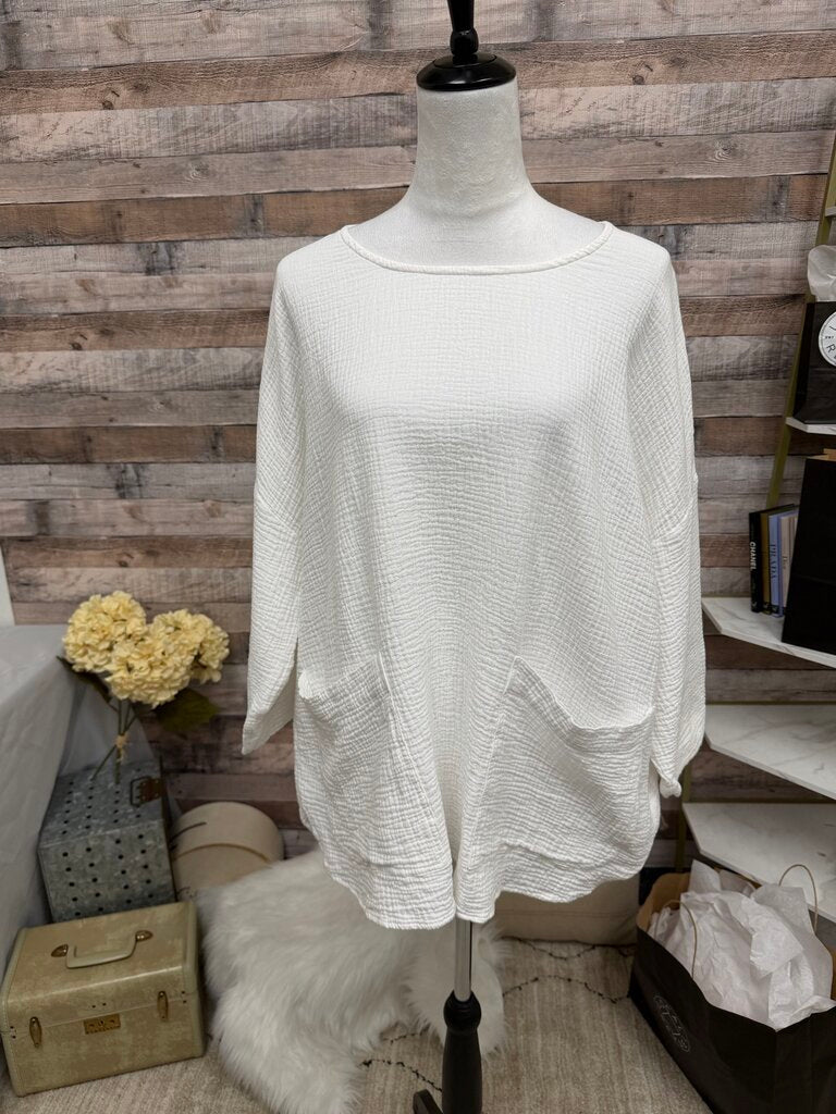 Focus Casual Life White Waffle Textured Tunic