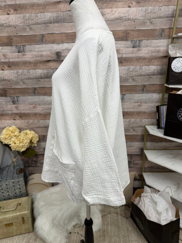 Focus Casual Life White Waffle Textured Tunic