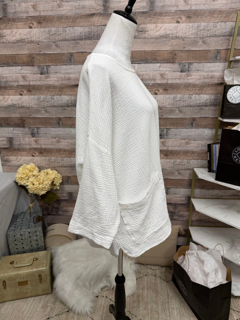 Focus Casual Life White Waffle Textured Tunic