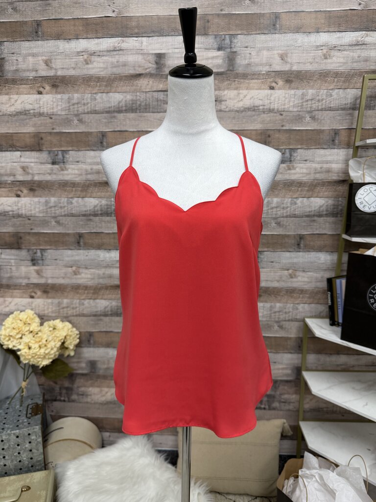 J Crew Coral Scalloped Neck Racerback Camisole