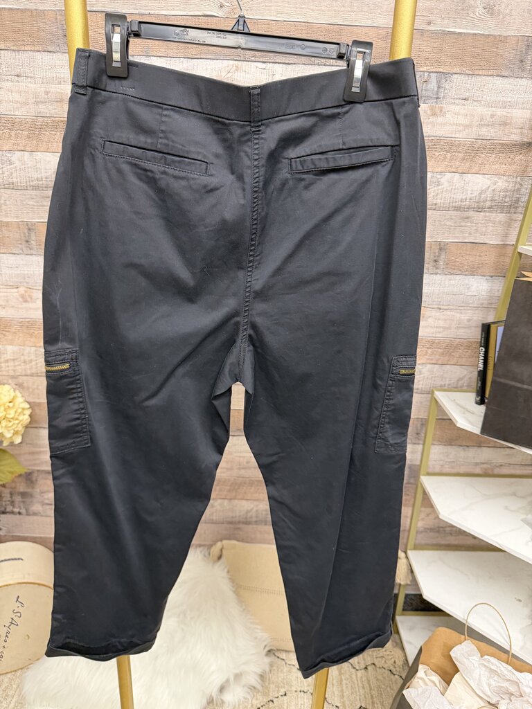 Chico's Black Cotton Blend Cargo Capri