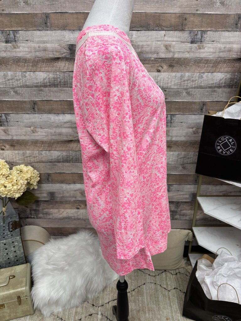Lilly Pulitzer Bright Pink w/White String Pipping Detail Cover-Up