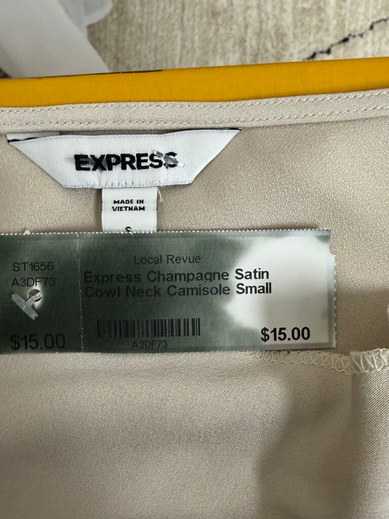 Express Champagne Satin Cowl Neck Camisole