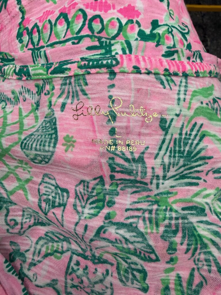 Lilly Pulitzer Pink & Green V-Neck Short Sleeve