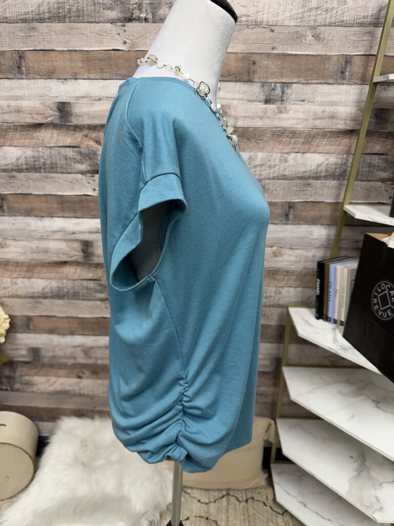 Sampeel Teal Cap Sleeve Ruched Side Athletic