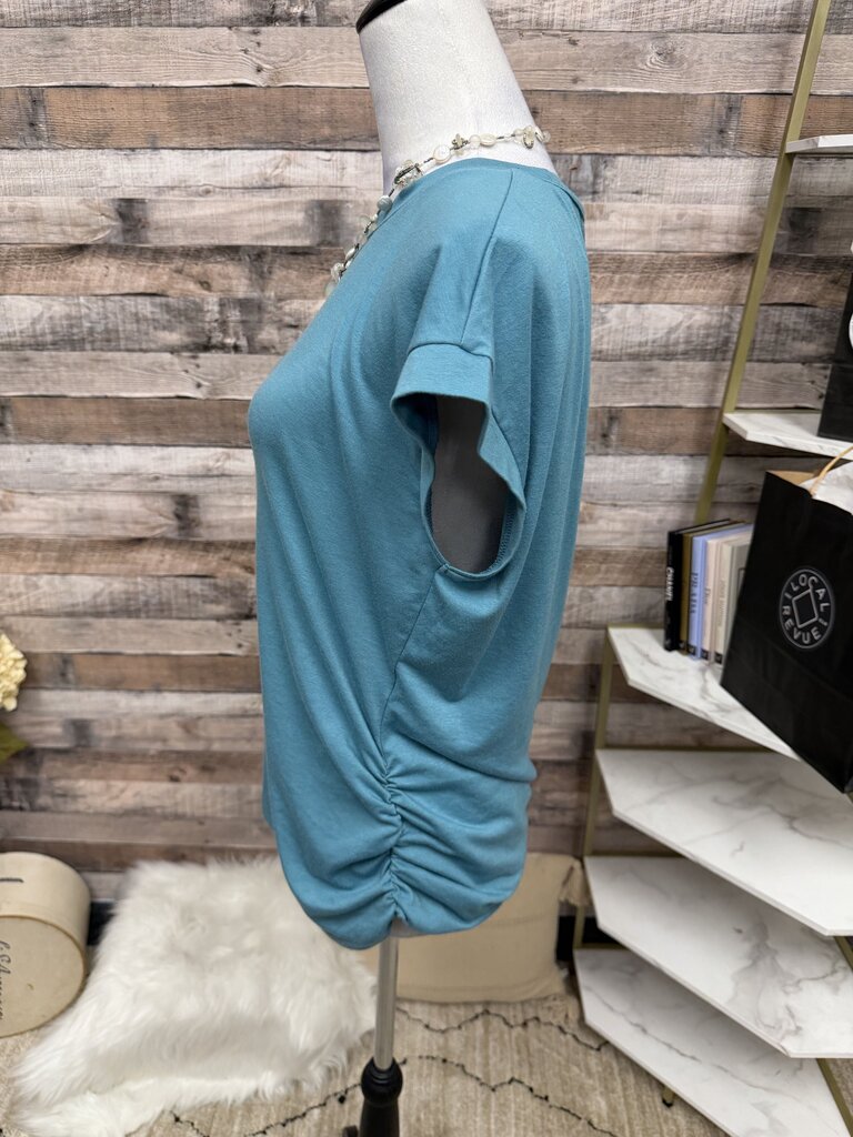 Sampeel Teal Cap Sleeve Ruched Side Athletic