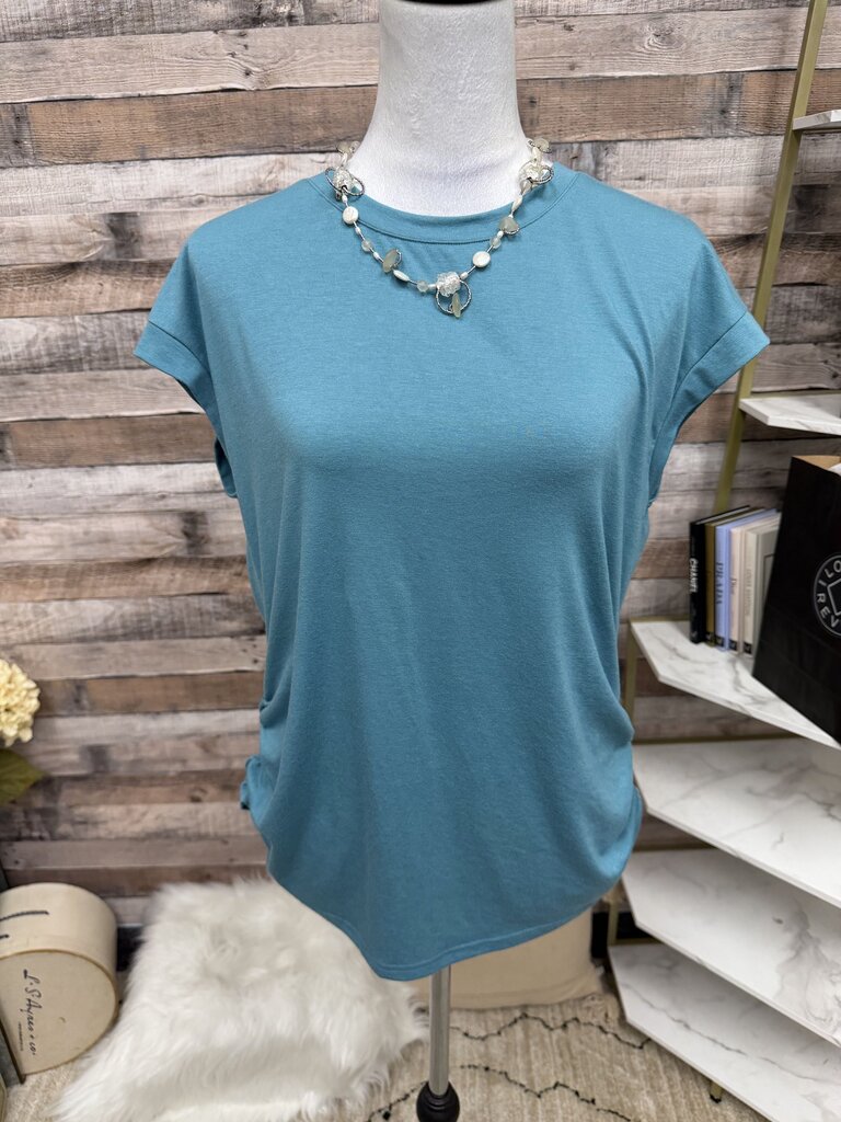Sampeel Teal Cap Sleeve Ruched Side Athletic