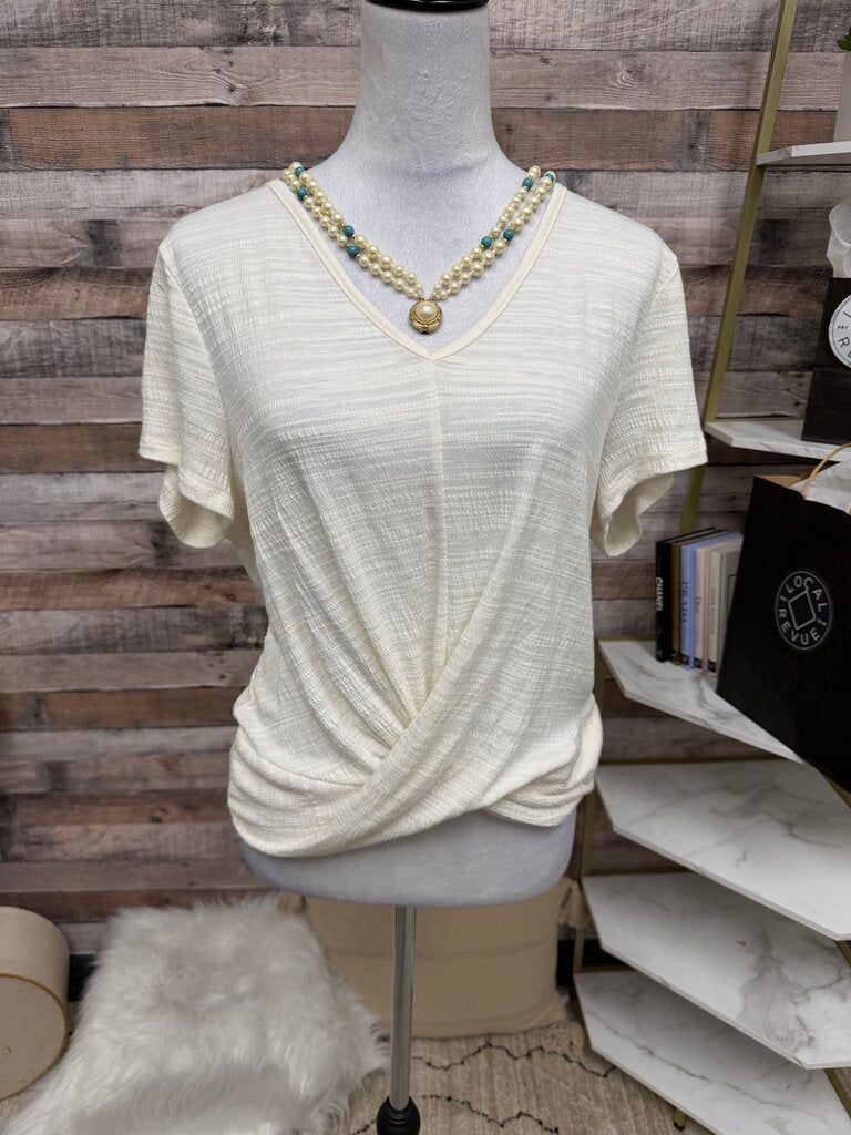 Sanctuary White V-Neck Short Sleeve Wrap Bottom