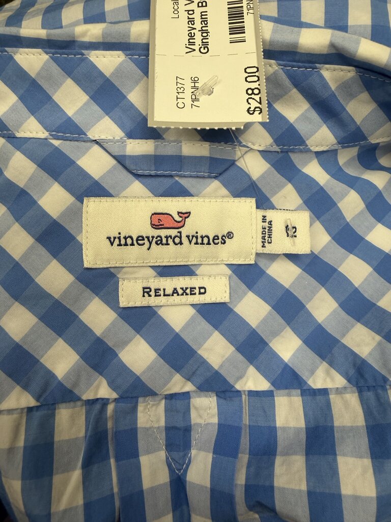 Vineyard Vines Blue & White Gingham Button Down