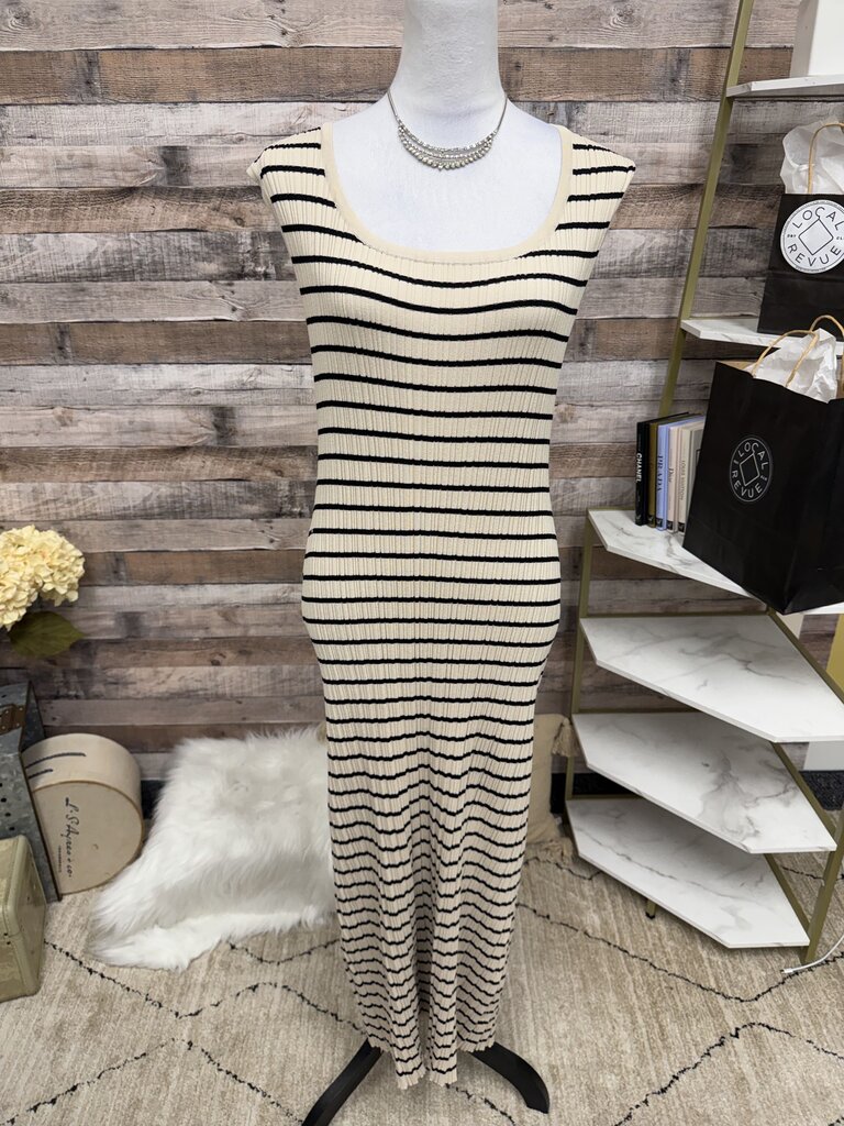 Z Supply Cream & Black Stripe Sleeveless Ribbed Maxi