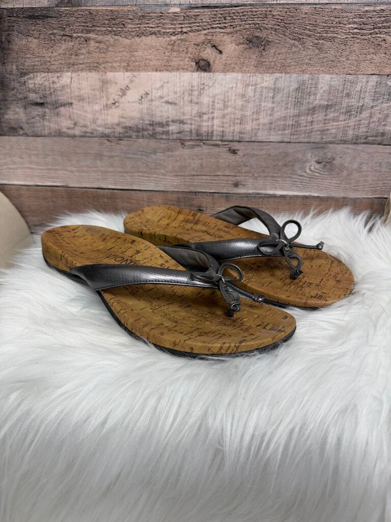 Vionic Cassie Grey Leather Bow Detail Sandals