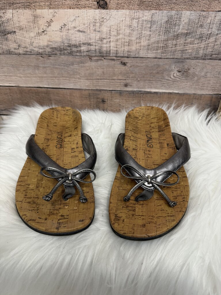 Vionic Cassie Grey Leather Bow Detail Sandals