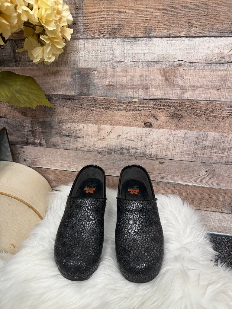 Dansko Black XP Pro Medallion Leather Clogs