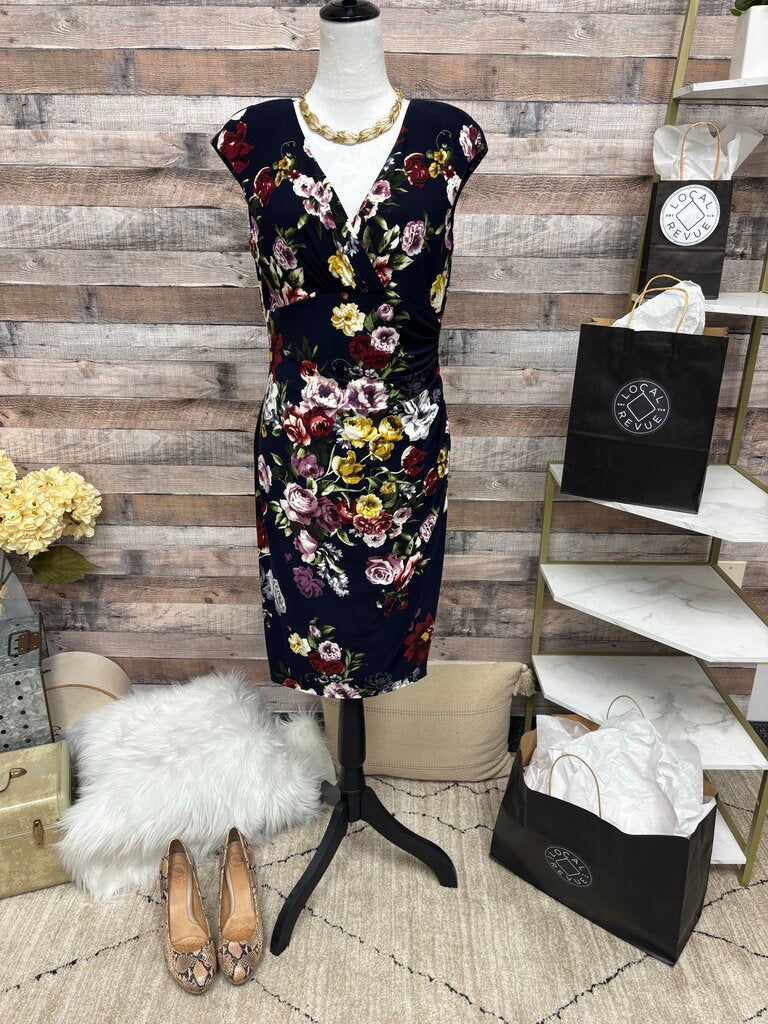 Lauren Ralph Lauren Navy W/Floral Print Ruched