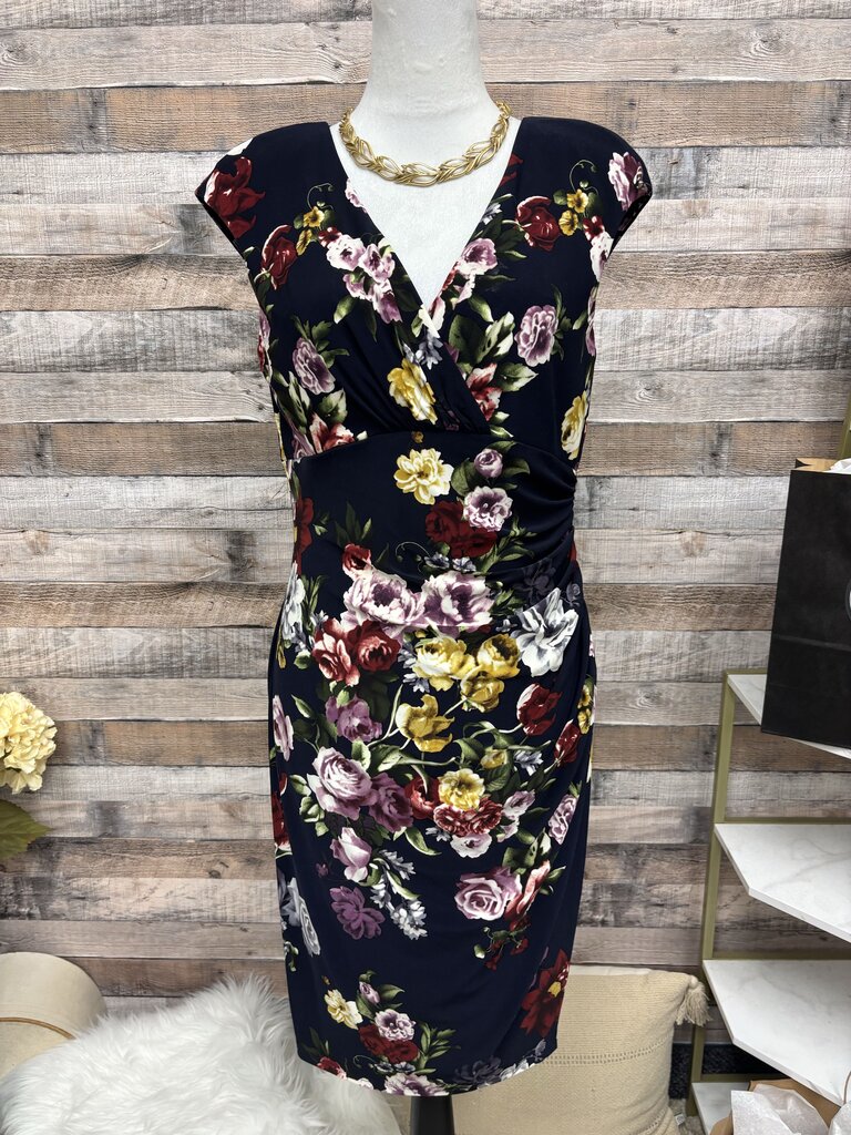 Lauren Ralph Lauren Navy W/Floral Print Ruched