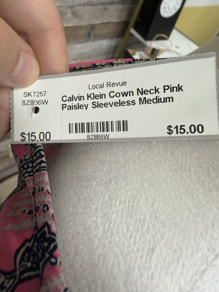 Calvin Klein Cown Neck Pink Paisley Sleeveless