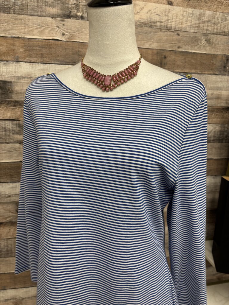 Bandolino Blue & White Striped Boat Neck