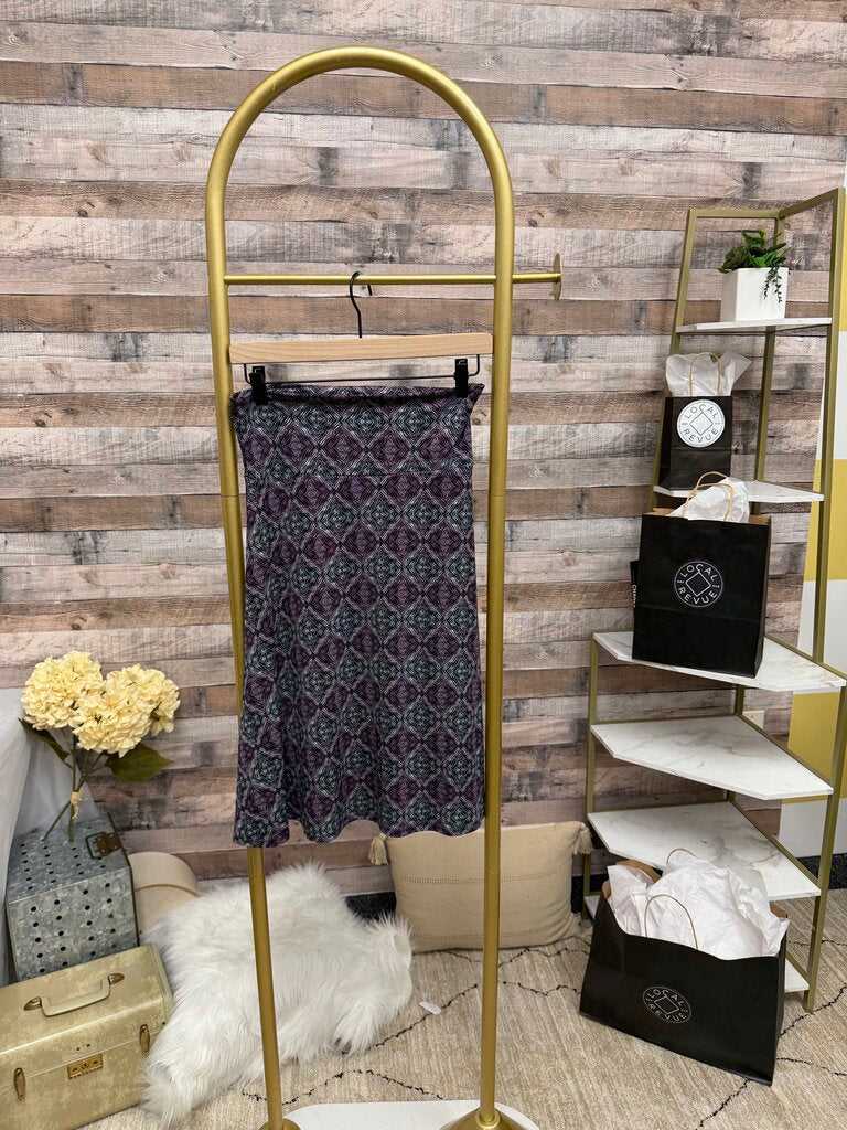 LulaRoe Black & Purple Geo Diamond Print Skirt