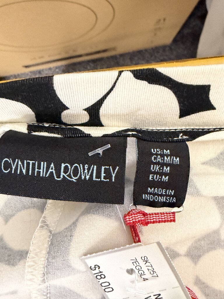 NWT Cynthia Rowley Black & White Floral Print Skirt