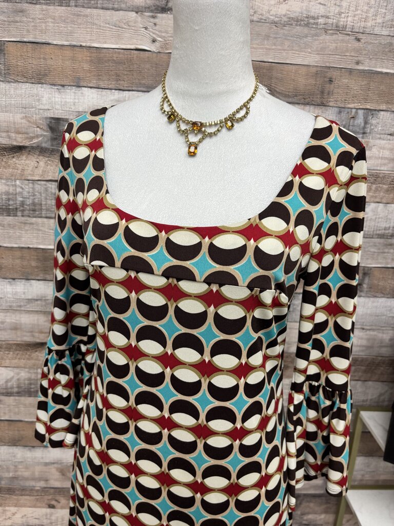 Speechless Brown & Turquoise Geo Print Dress