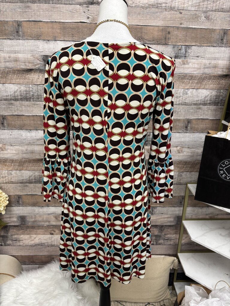 Speechless Brown & Turquoise Geo Print Dress