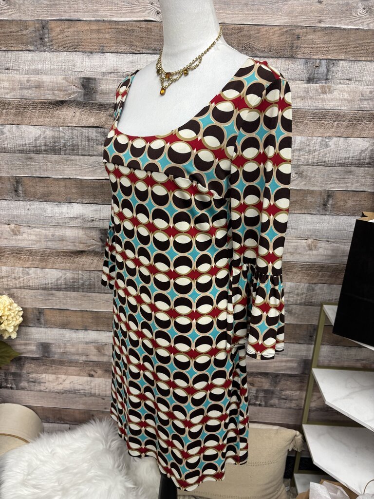 Speechless Brown & Turquoise Geo Print Dress