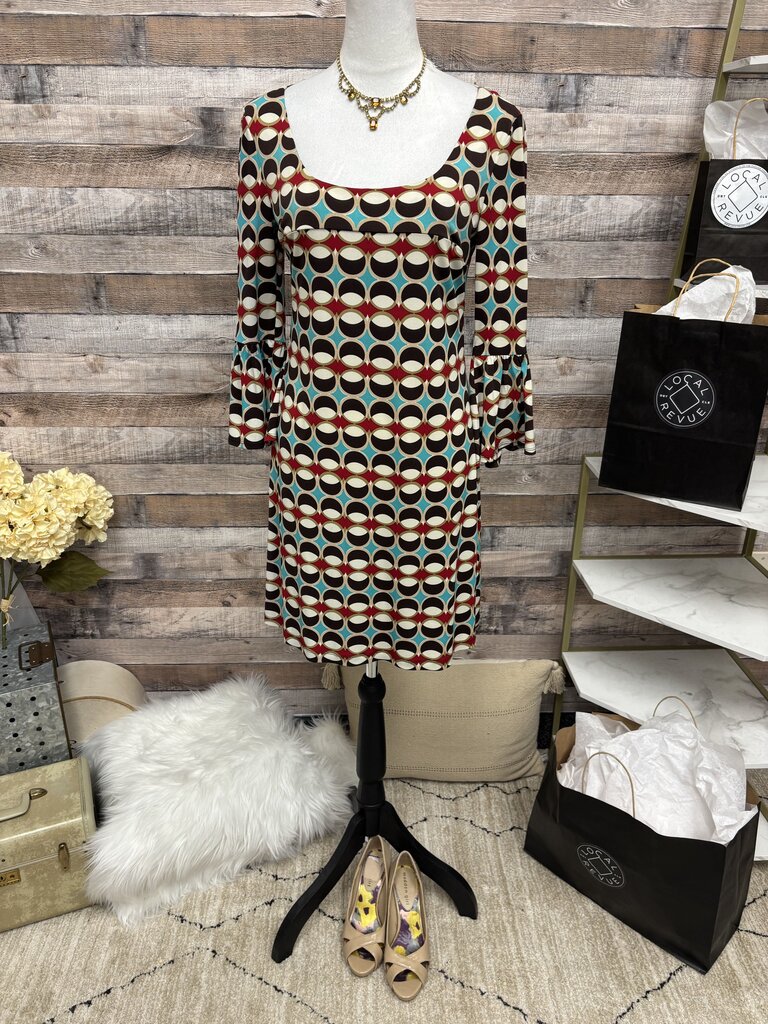 Speechless Brown & Turquoise Geo Print Dress