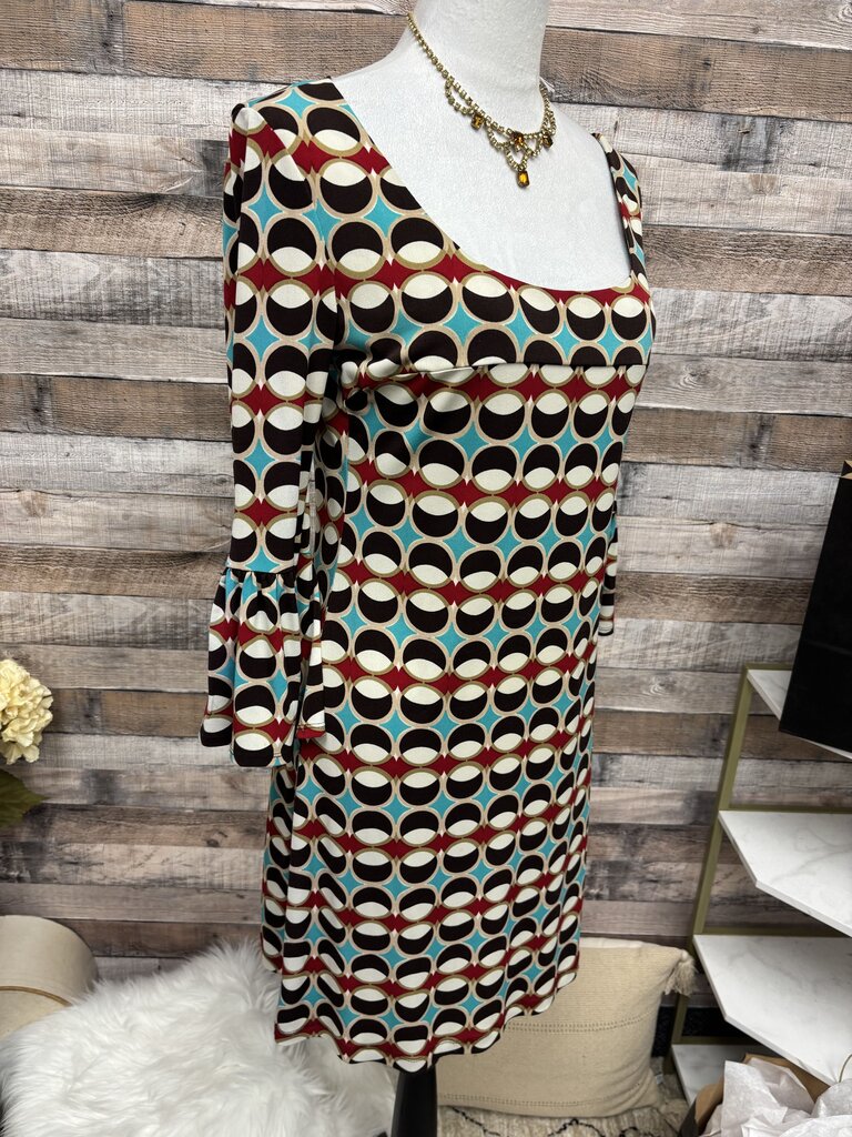Speechless Brown & Turquoise Geo Print Dress