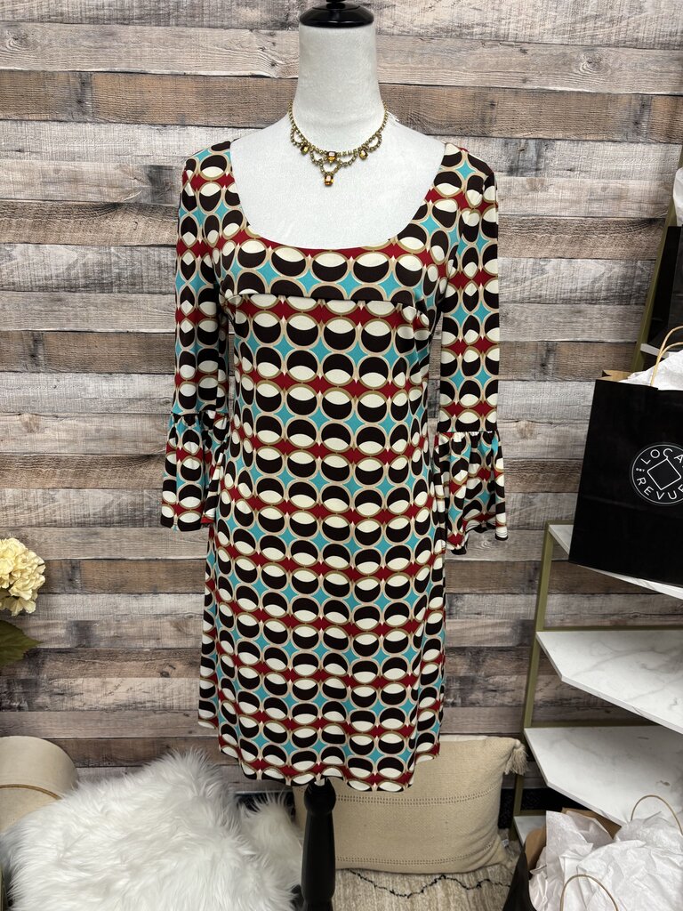 Speechless Brown & Turquoise Geo Print Dress