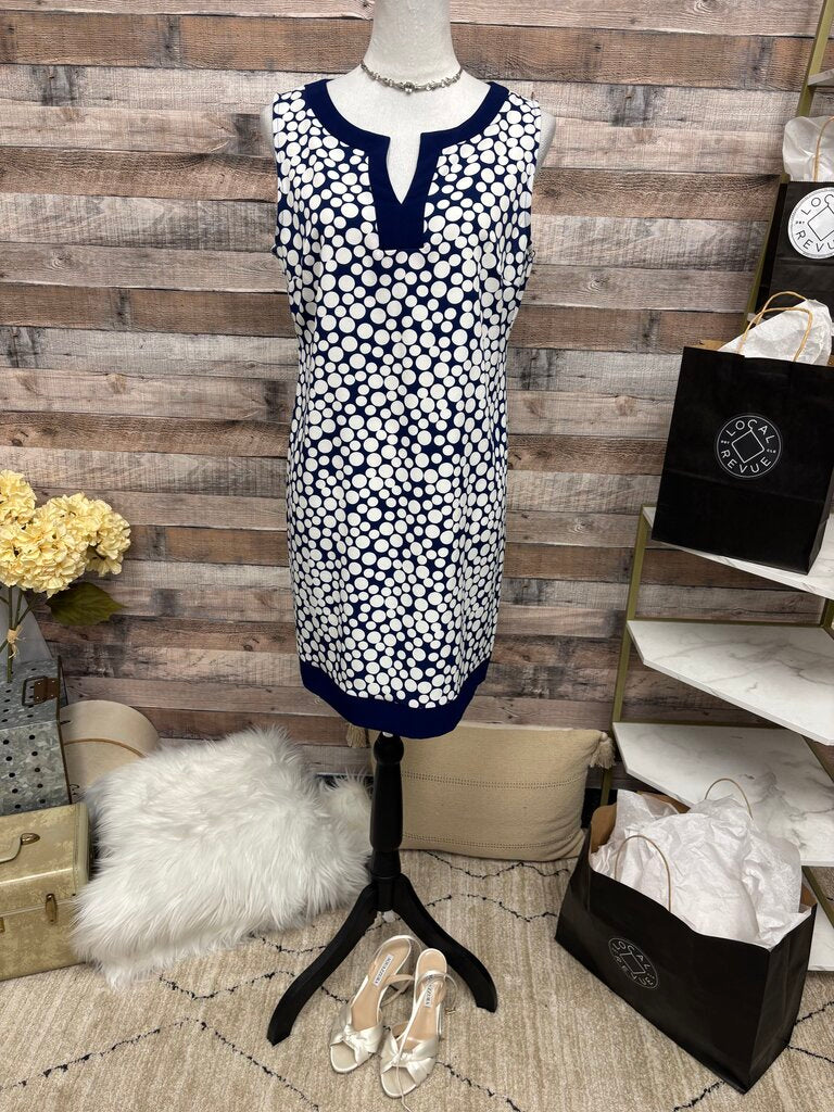 Amanda Lane Navy & White Polka Dot Sleeveless