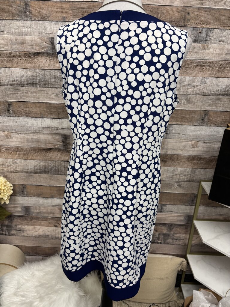 Amanda Lane Navy & White Polka Dot Sleeveless