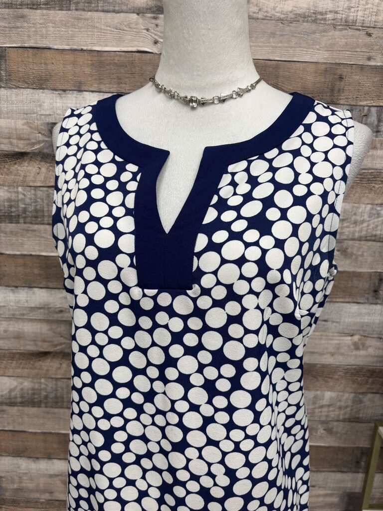 Amanda Lane Navy & White Polka Dot Sleeveless