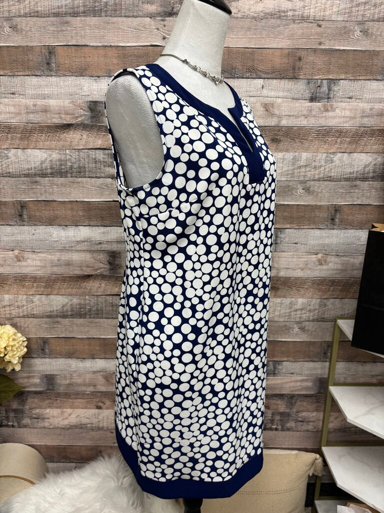 Amanda Lane Navy & White Polka Dot Sleeveless