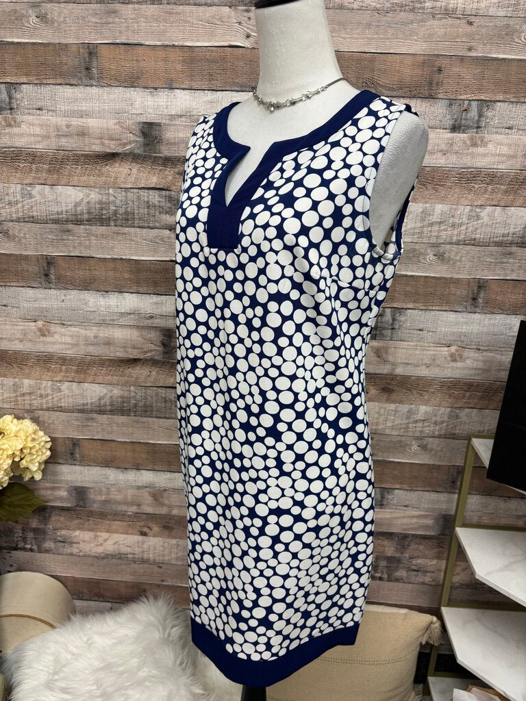 Amanda Lane Navy & White Polka Dot Sleeveless