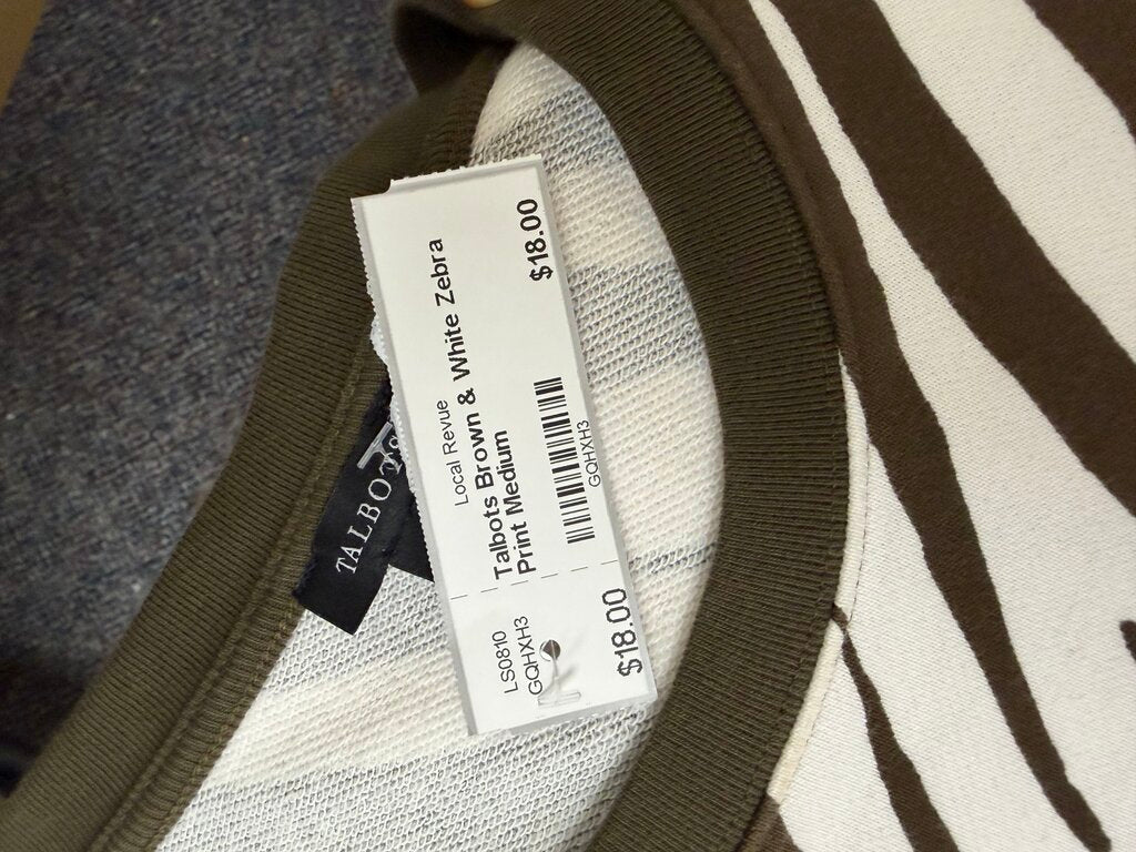 Talbots Brown & White Zebra Print