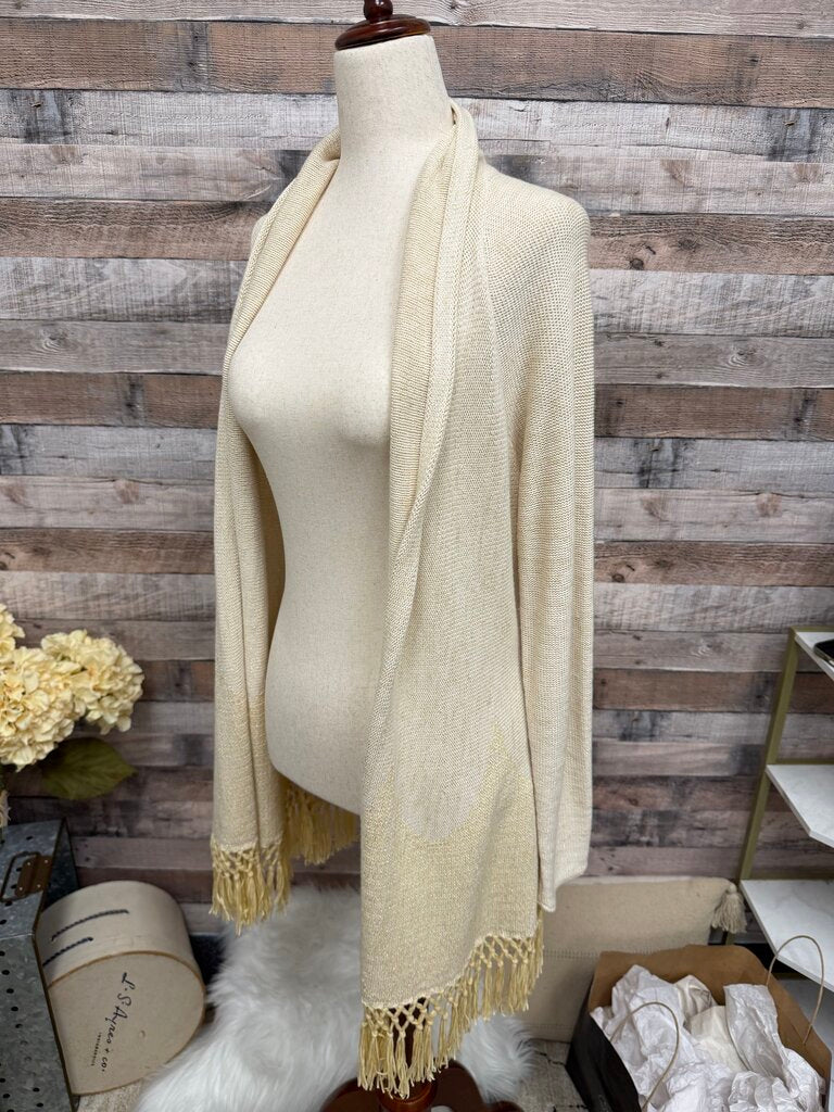 Lilly Pulitzer Ivory/Gold Cardigan w/Fringe