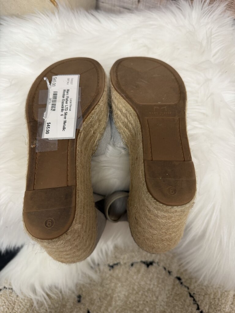 Marc Fisher LTD Silver Metallic Wedge Espadrille