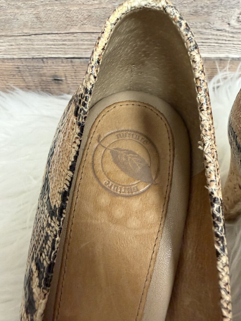 Nurture Tan & Black Snakeskin Pumps w/Cork Heel