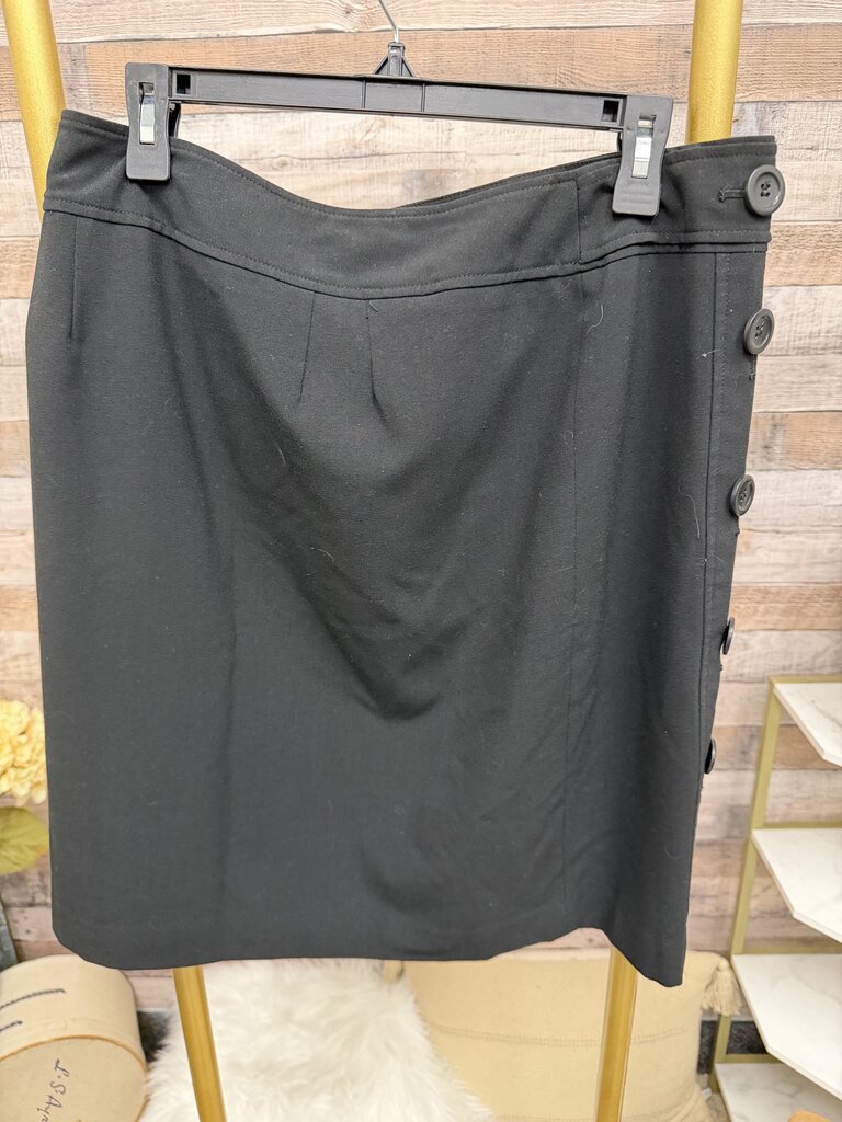 Ann Taylor Black Skirt w/Button Detail
