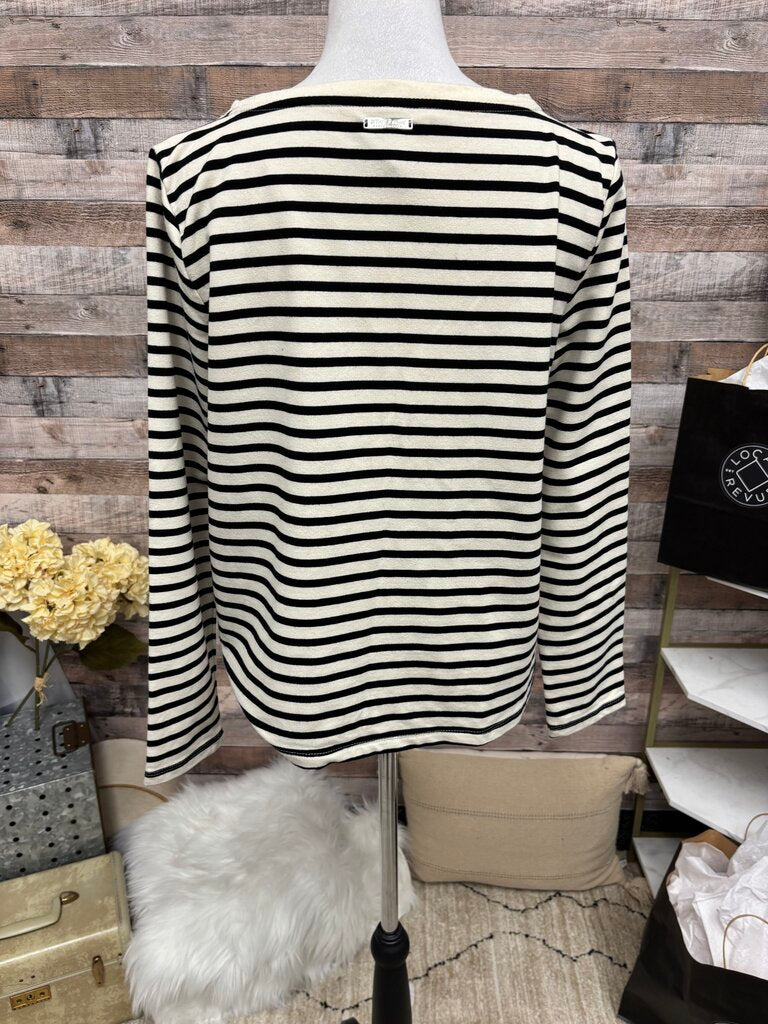 Betsy Johnson Black & White Stripe Skull & Lightning Bolt