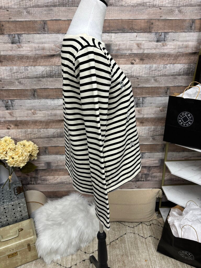 Betsy Johnson Black & White Stripe Skull & Lightning Bolt