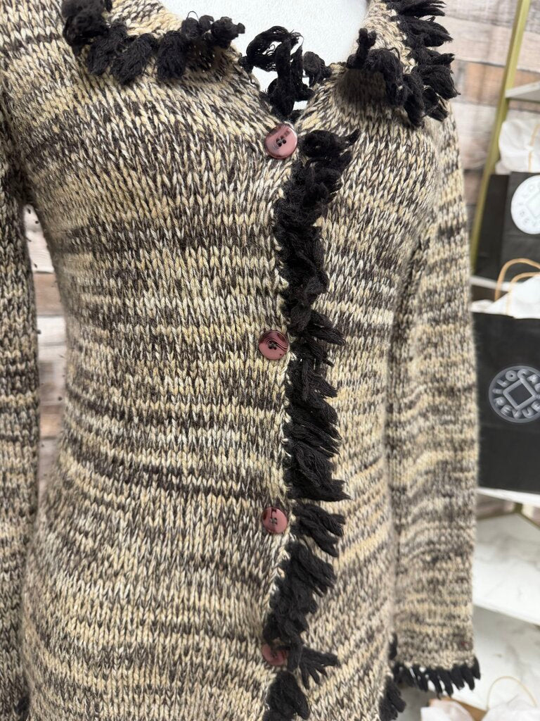 Tashia London Tan & Black Cashmere Fringe Cardigan