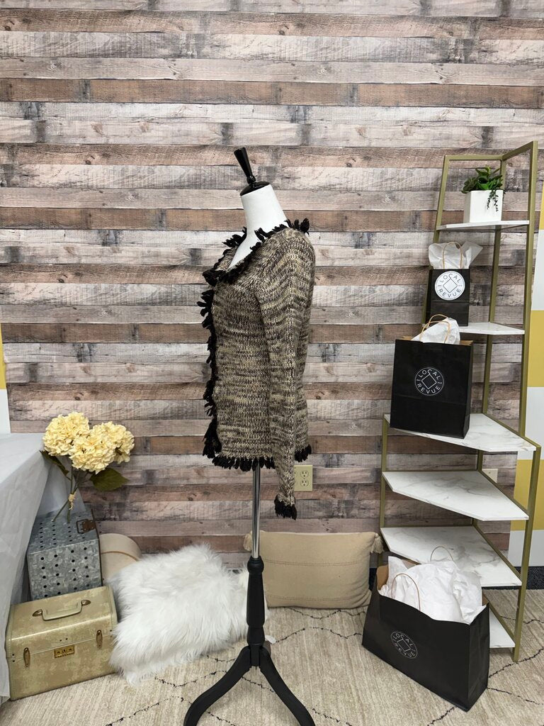 Tashia London Tan & Black Cashmere Fringe Cardigan