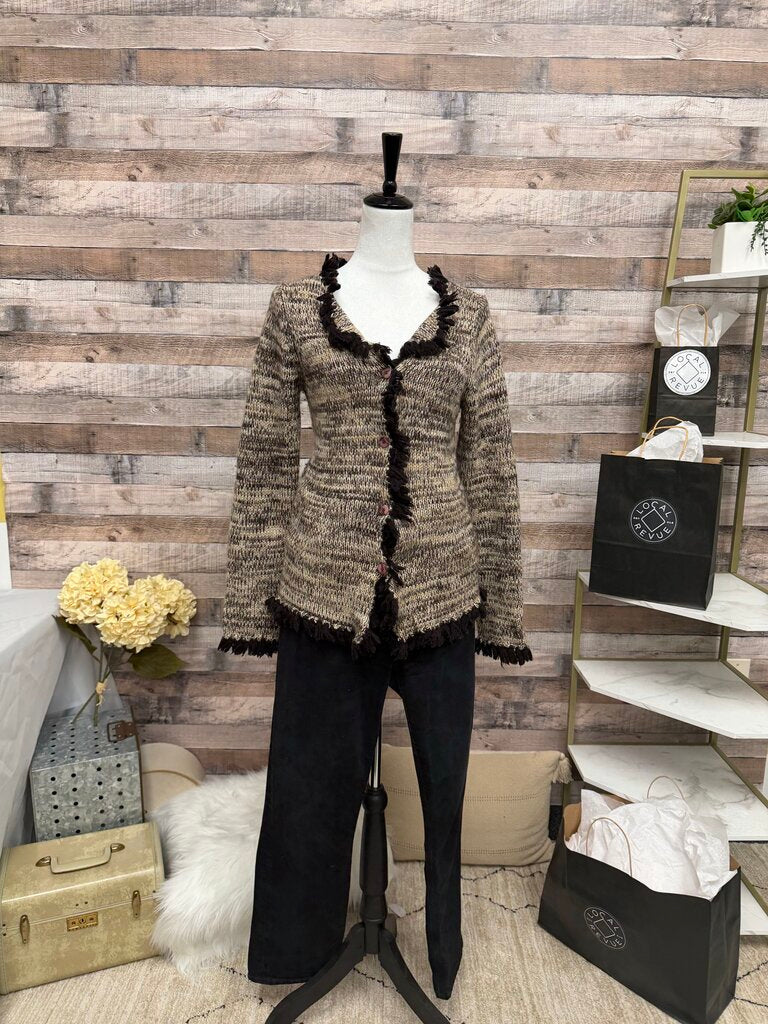 Tashia London Tan & Black Cashmere Fringe Cardigan