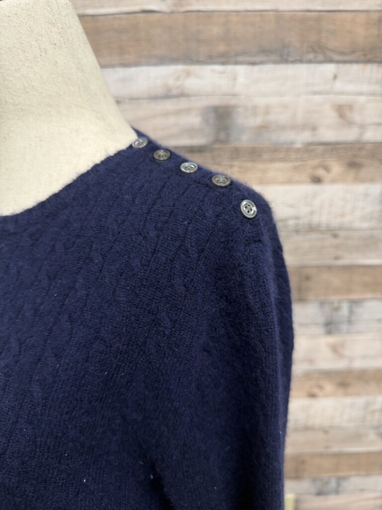J Crew Navy CableKnit Cashmere Sweater