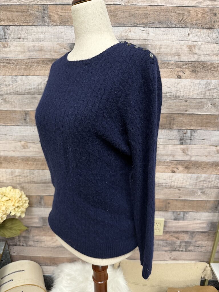J Crew Navy CableKnit Cashmere Sweater